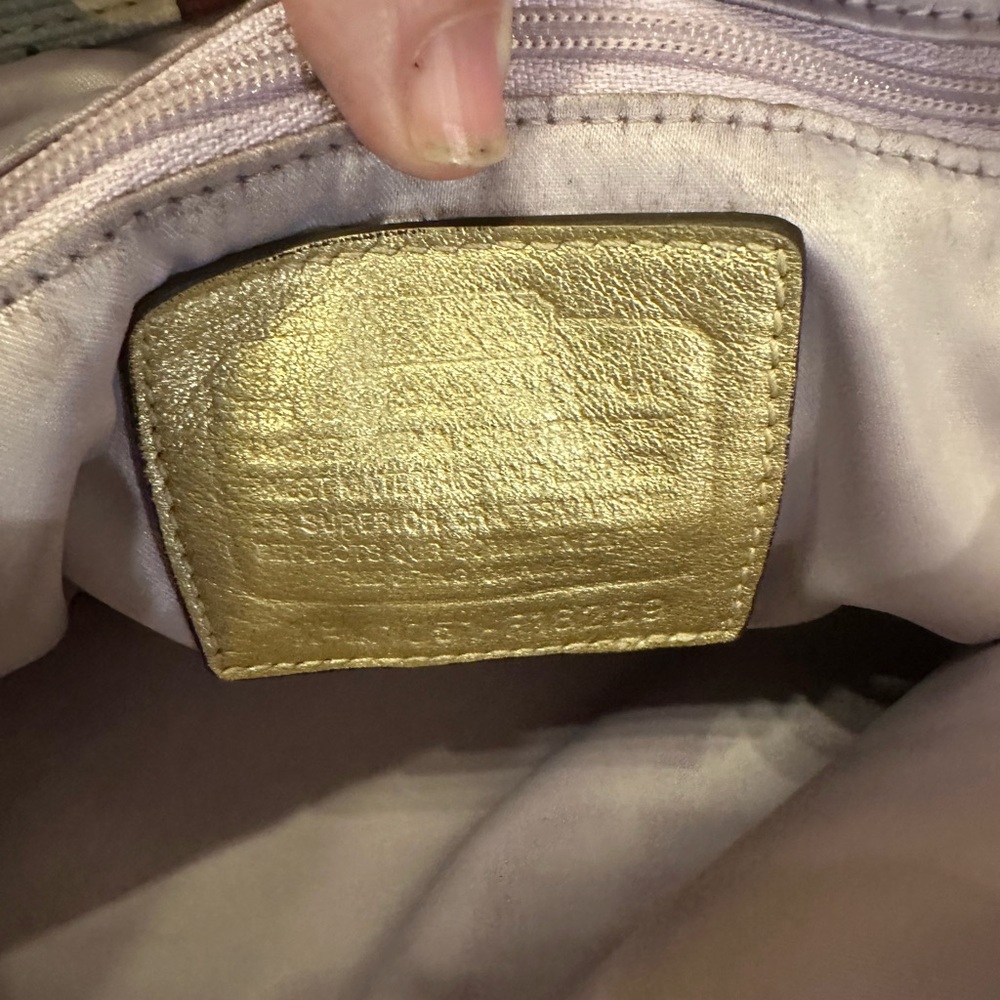 Coach Ashley 2011 Pink & Green Floral Canvas Tote with Gold Leather Accents - Picture 12 of 14